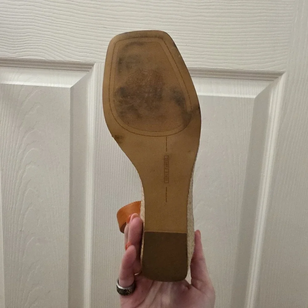 Vince Camuto Orange Adjustable Summery Tropical Espadrille Wedge Sandals Sz 8.5M